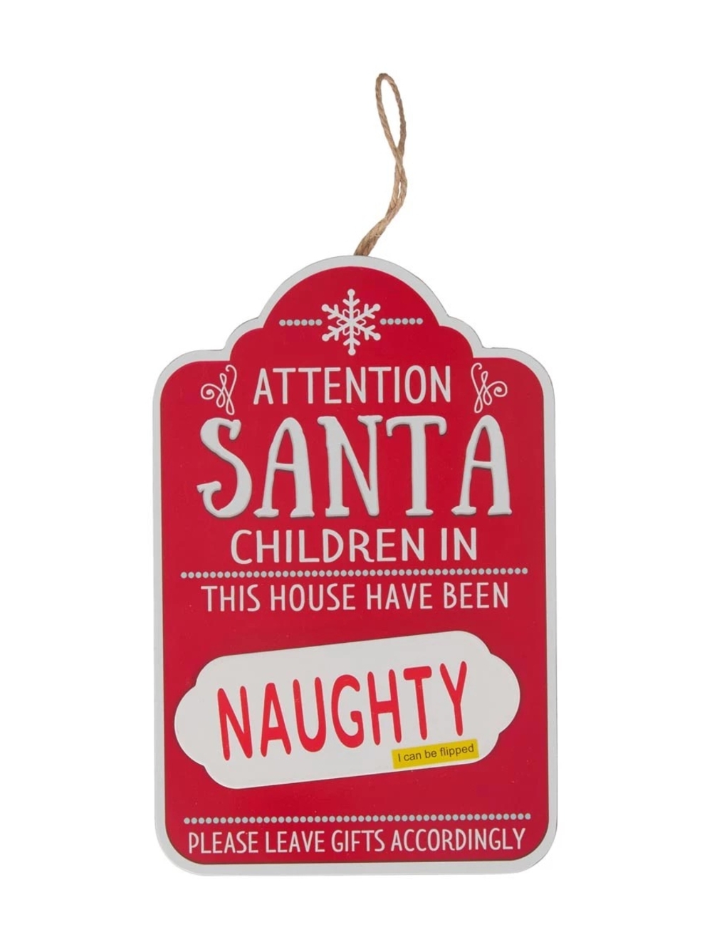 Holiday 'Attention Santa - Naughty' Red Hanging Sign - Picture 5 of 7